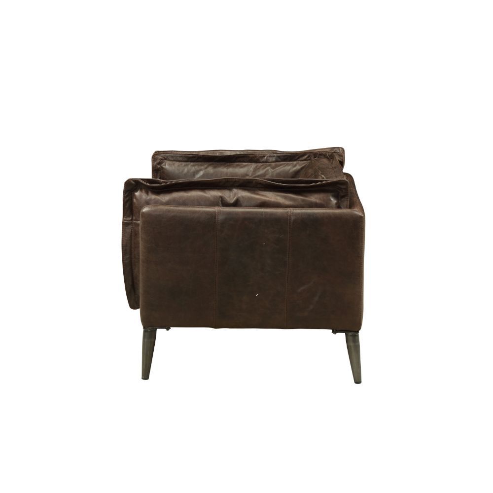ACME Porchester - Chair - Distress Chocolate Top Grain Leather | Meri Furniture