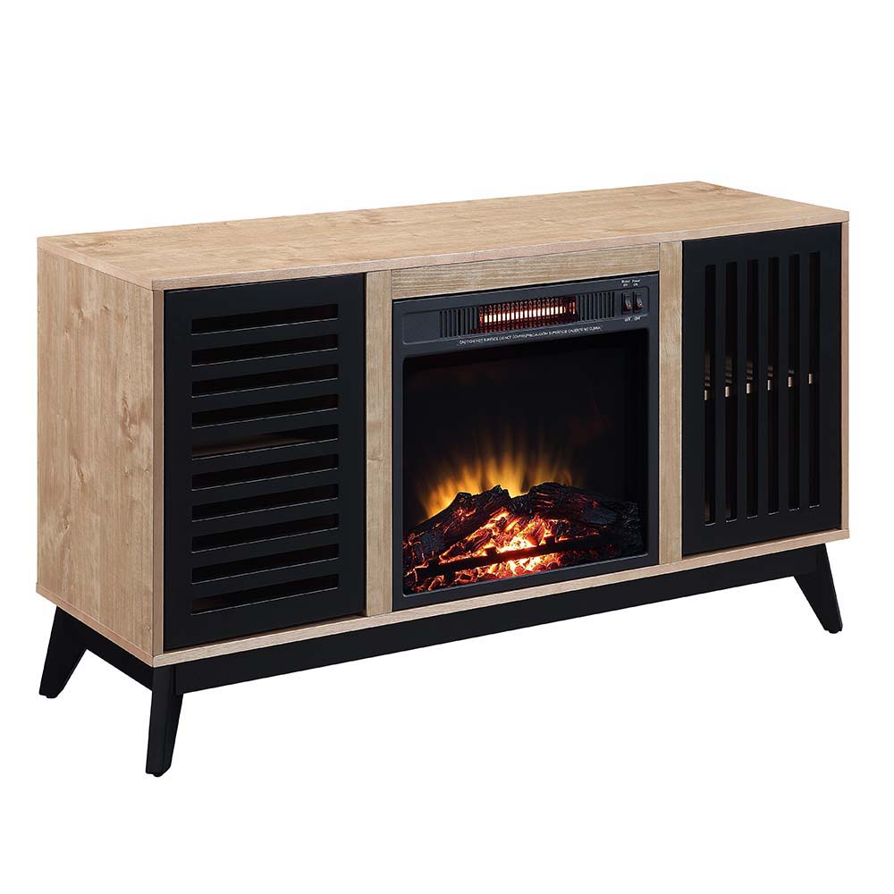 ACME Gamaliel - Fireplace - Oak & Espresso Finish | Meri Furniture