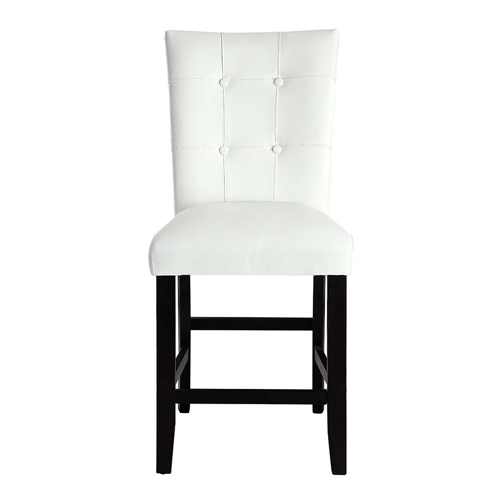 ACME Hussein - Counter Height Chair (Set of 2) - White PU & Black Finish | Meri Furniture