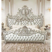 ACME Sandoval - Eastern King Bed - Beige PU & Champagne Finish | Meri Furniture