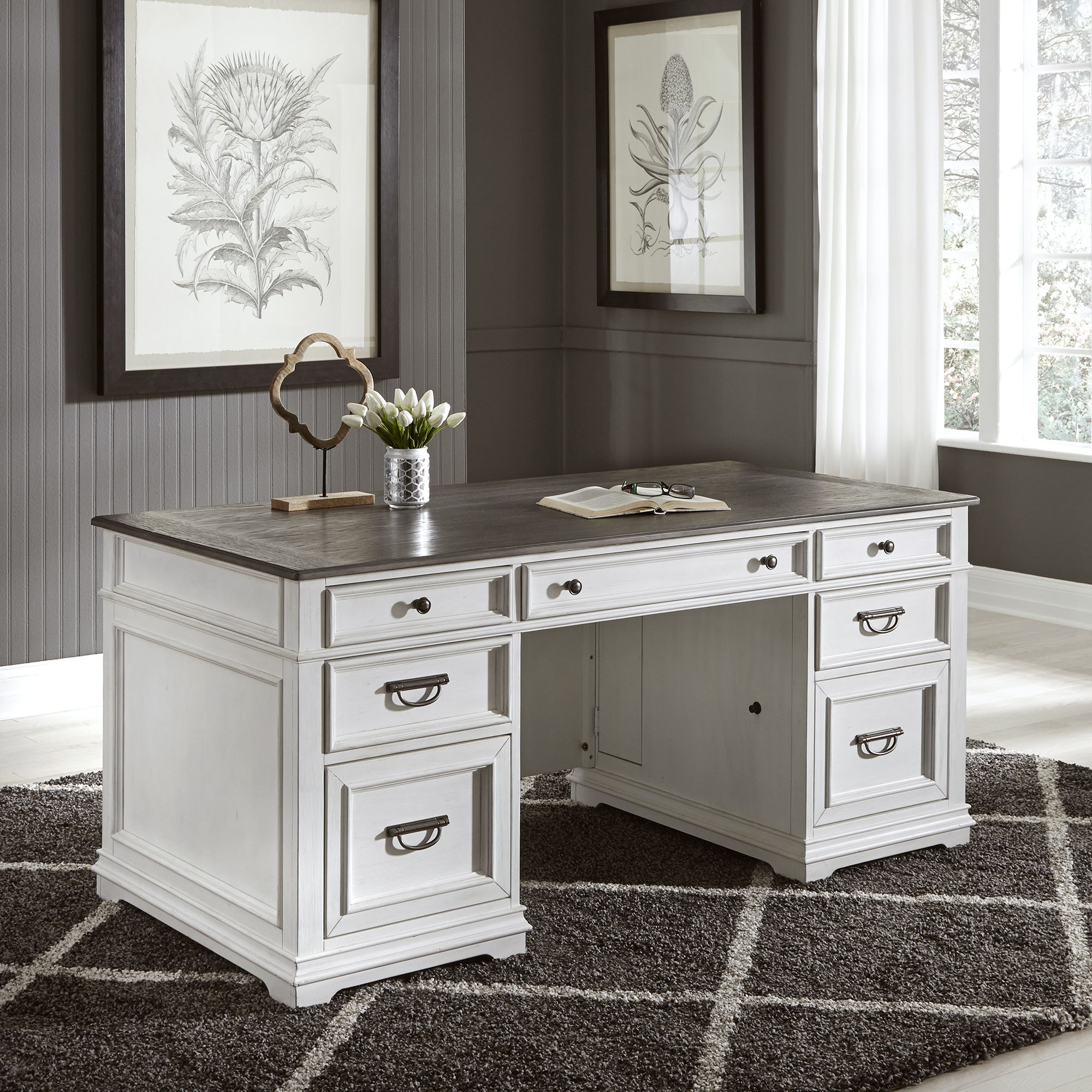 Liberty Furniture Allyson Park - Complete Desk Set - White | Meri Furniture