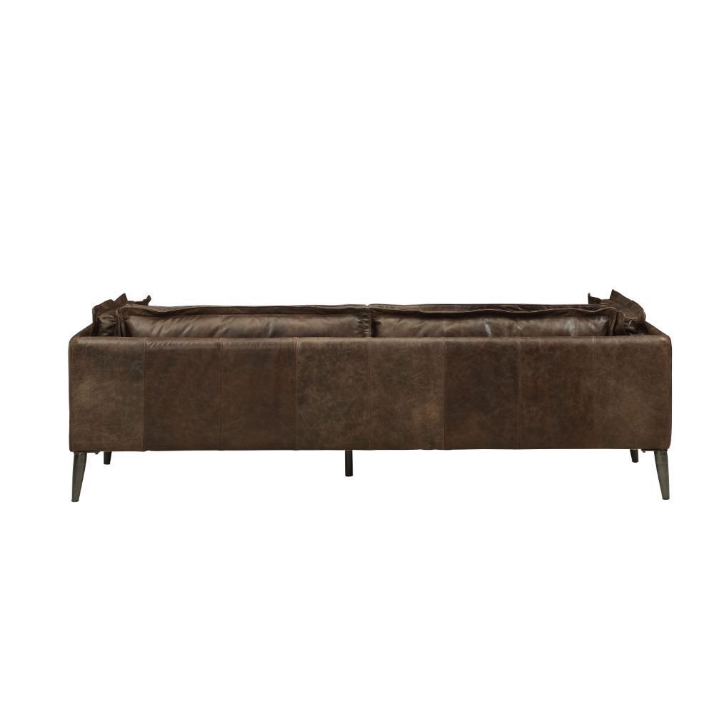 ACME Porchester - Sofa - Distress Chocolate Top Grain Leather | Meri Furniture