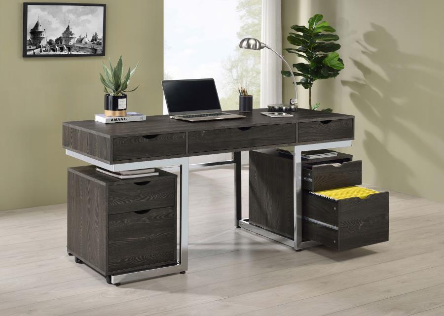 Coaster Fine Furniture Noorvik - 3 Piece Computer Desk And File Cabinet Set - Dark Oak | Meri Furniture