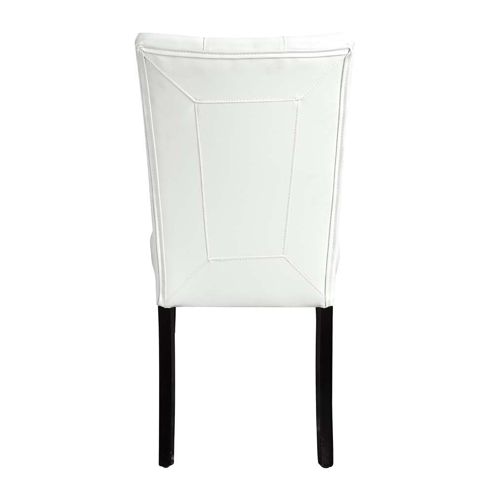 ACME Hussein - Side Chair (Set of 2) - White PU & Black Finish | Meri Furniture