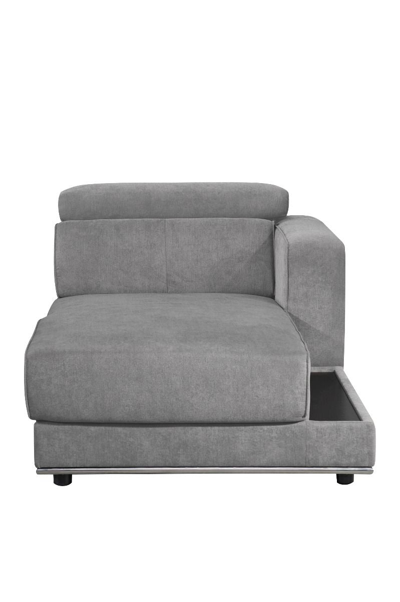 ACME Alwin - Chaise - Dark Gray Fabric | Meri Furniture