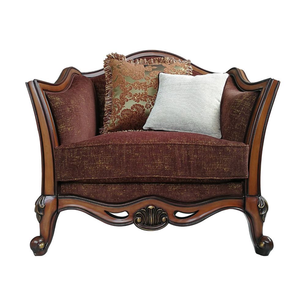 ACME Beredei - Chair - Fabric & Antique Oak | Meri Furniture