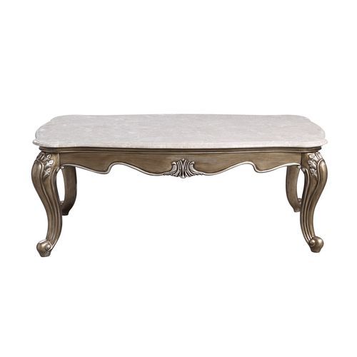 ACME C, Shaped Metal Frame w/Brass Finish, Oval Table Top, Dual Support Legs | Meri Furniture