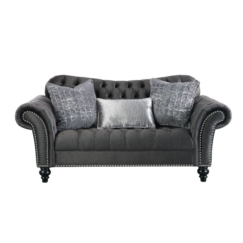 ACME Gaura - Loveseat - Dark Gray Velvet | Meri Furniture