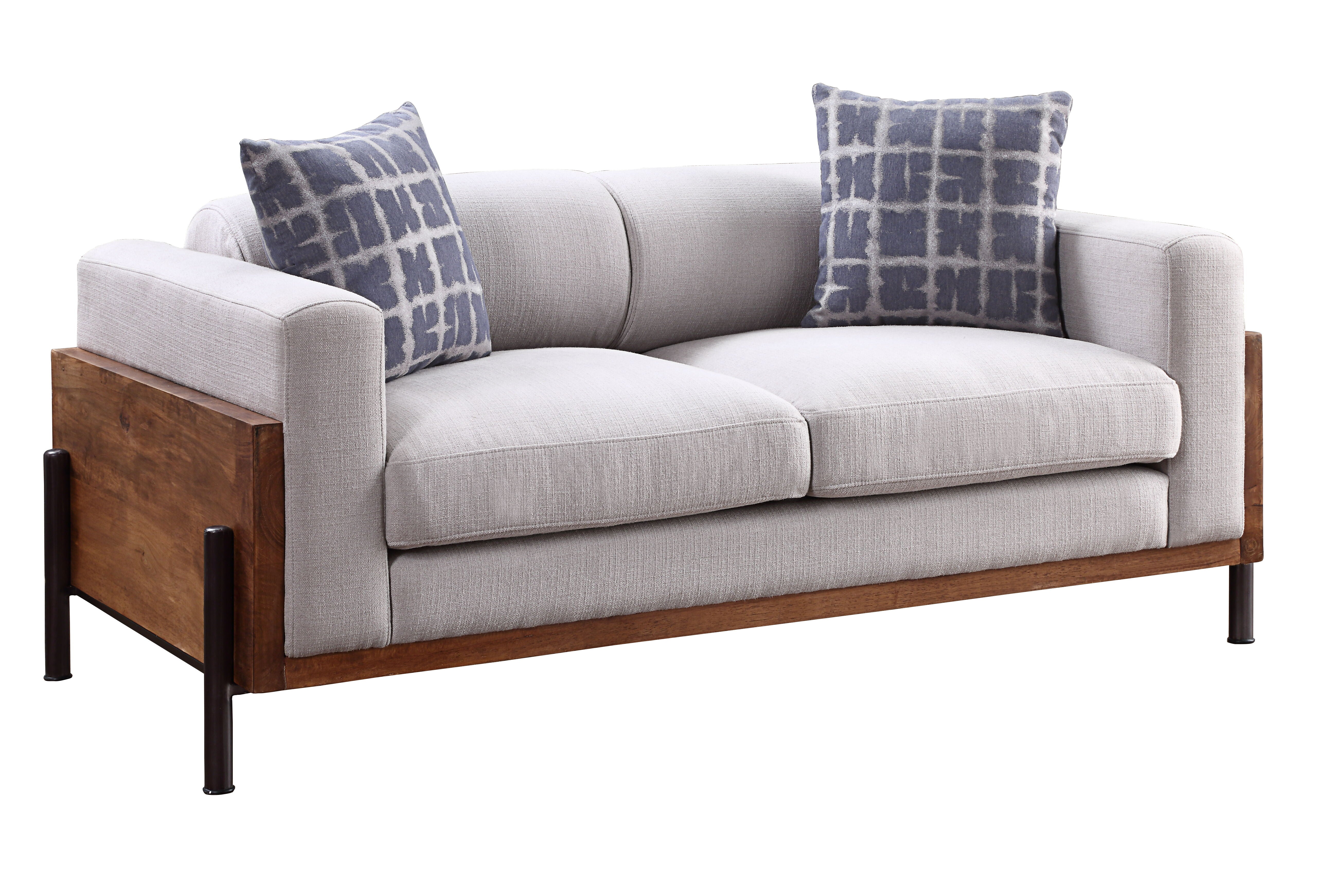 ACME Pelton - Loveseat - Fabric & Walnut | Meri Furniture