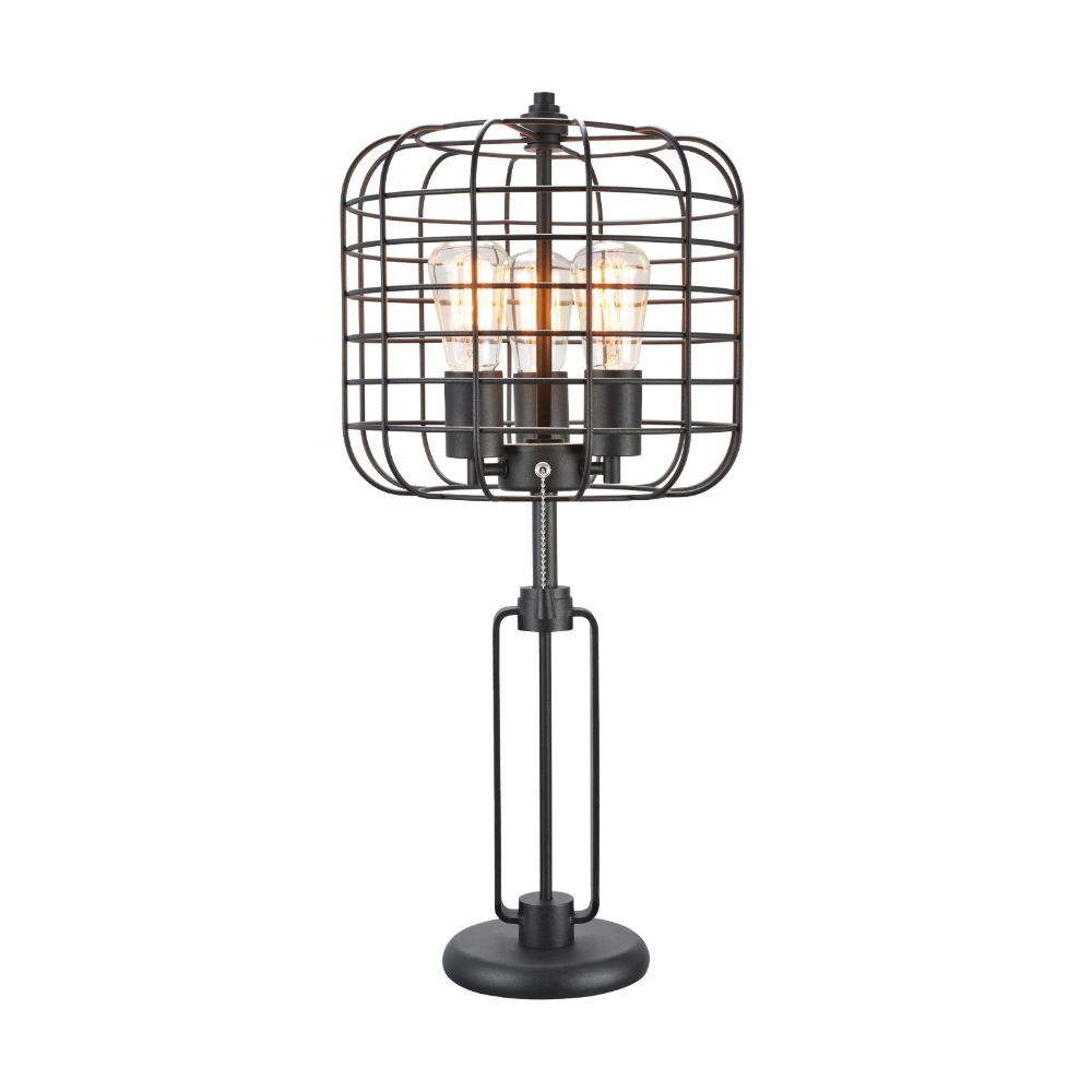 ACME The Manus floor lamp will enhance your home with the sleek and industrial style that will stand out in any room. This lamp features a simple metal cage shade and a base in a rich finish. | Meri Furniture