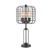 ACME The Manus floor lamp will enhance your home with the sleek and industrial style that will stand out in any room. This lamp features a simple metal cage shade and a base in a rich finish. | Meri Furniture