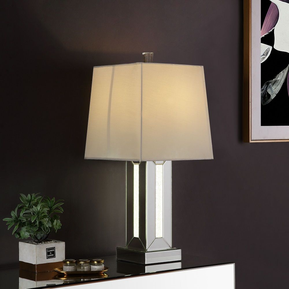 ACME Noralie - Table Lamp - Mirrored & Faux Stones - 32" | Meri Furniture