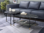 ACME Silas - Coffee Table - Faux Marble Top & Black Finish | Meri Furniture