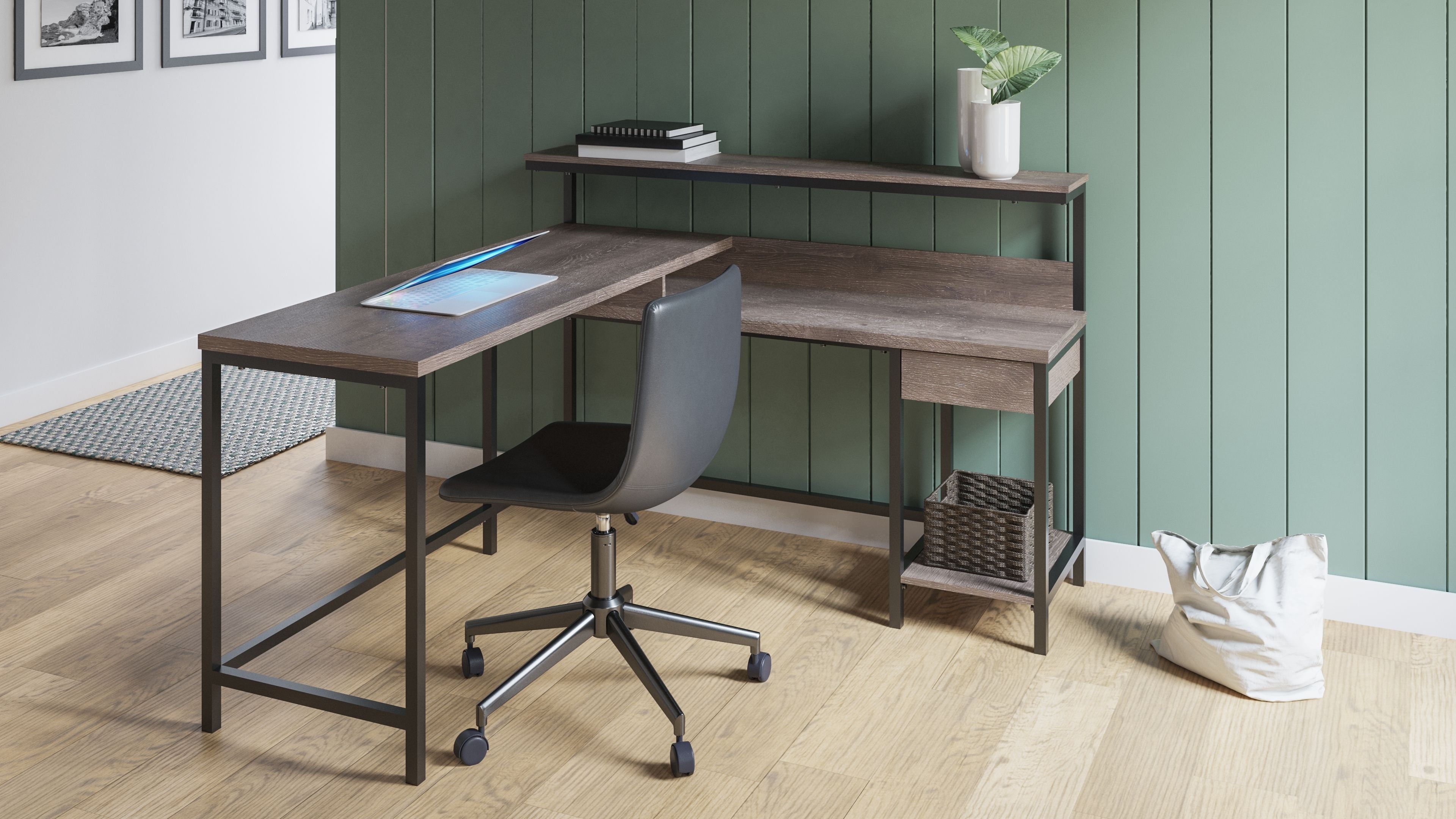 Signature Design by Ashley® Dorrinson - L-Desk Home Office Set | Meri Furniture