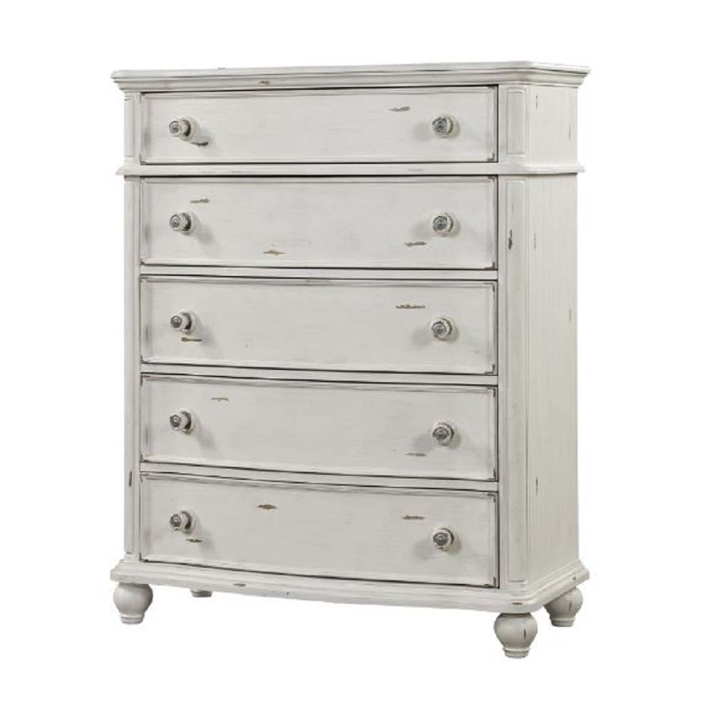 ACME Jaqueline - Chest - Light Gray Linen & Antique White Finish | Meri Furniture