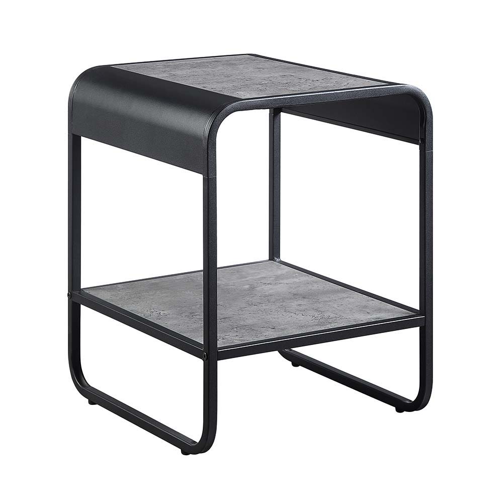 ACME Raziela - End Table - Concrete Gray & Black Finish - 21" | Meri Furniture