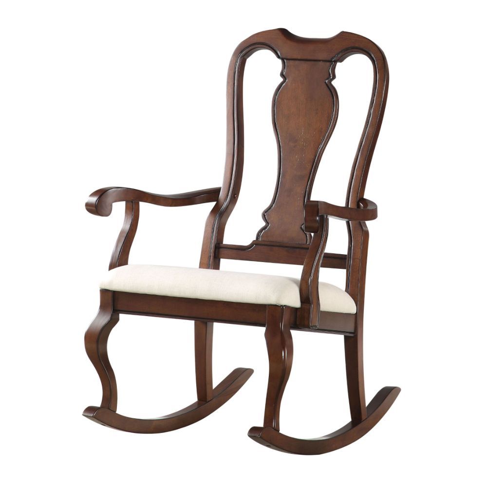 ACME Sheim - Rocking Chair - Beige Fabric & Cherry | Meri Furniture