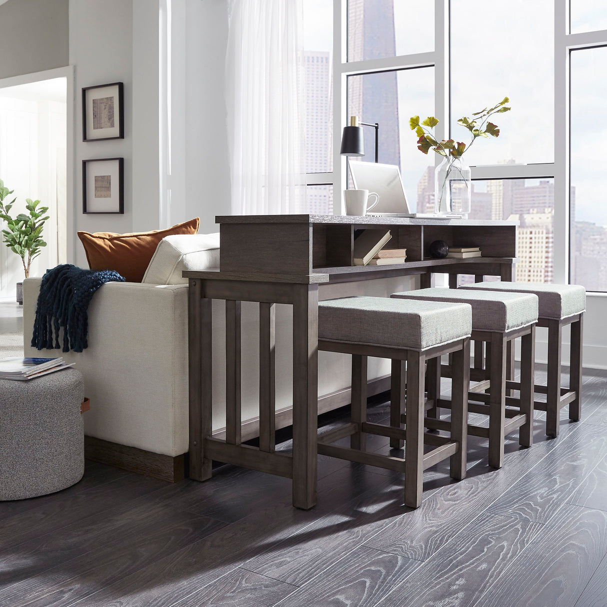 Liberty Furniture Tanners Creek - 4 Piece Dining Room Set - Dark Gray | Meri Furniture