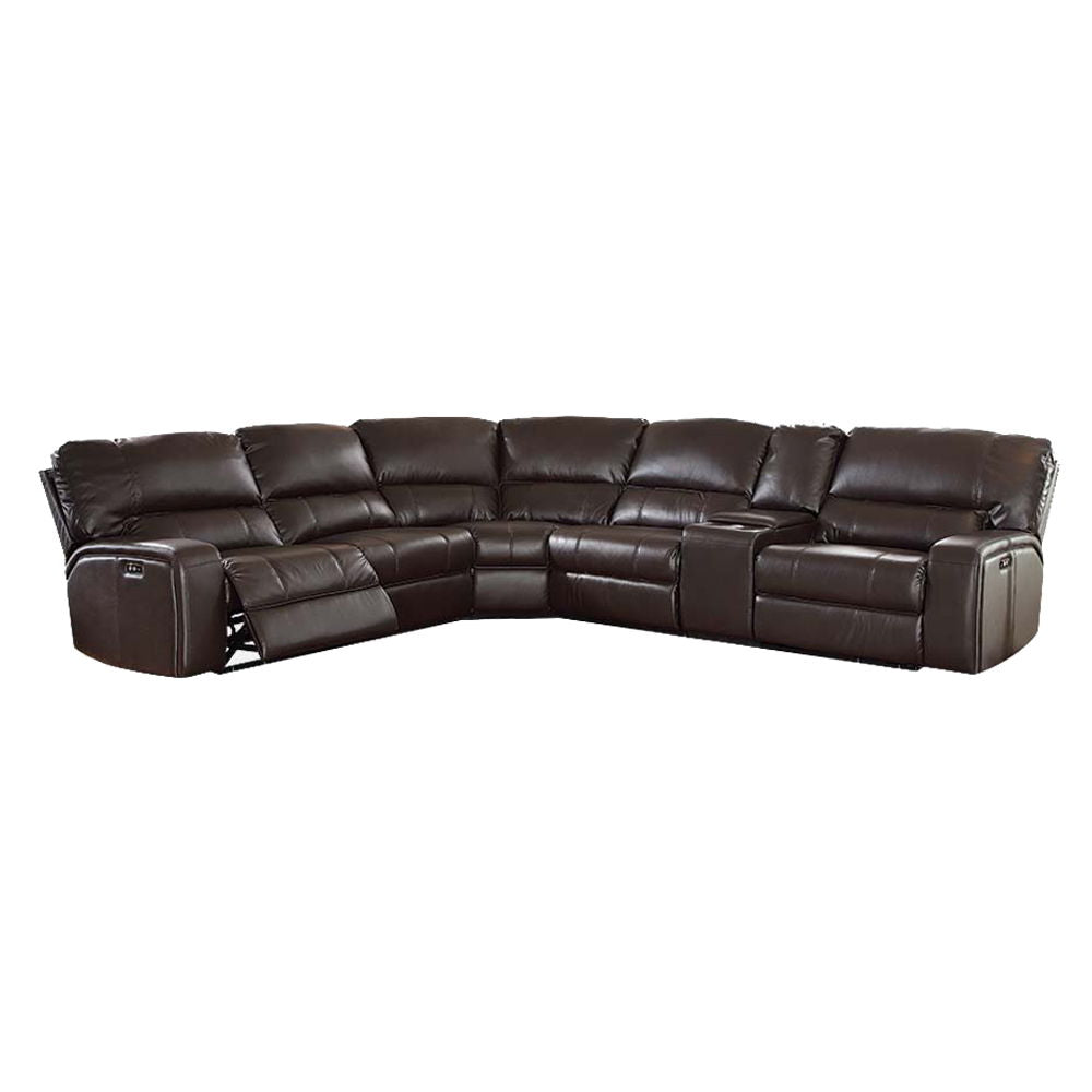 ACME Saul - Sectional Sofa - Espresso Leather-Aire | Meri Furniture