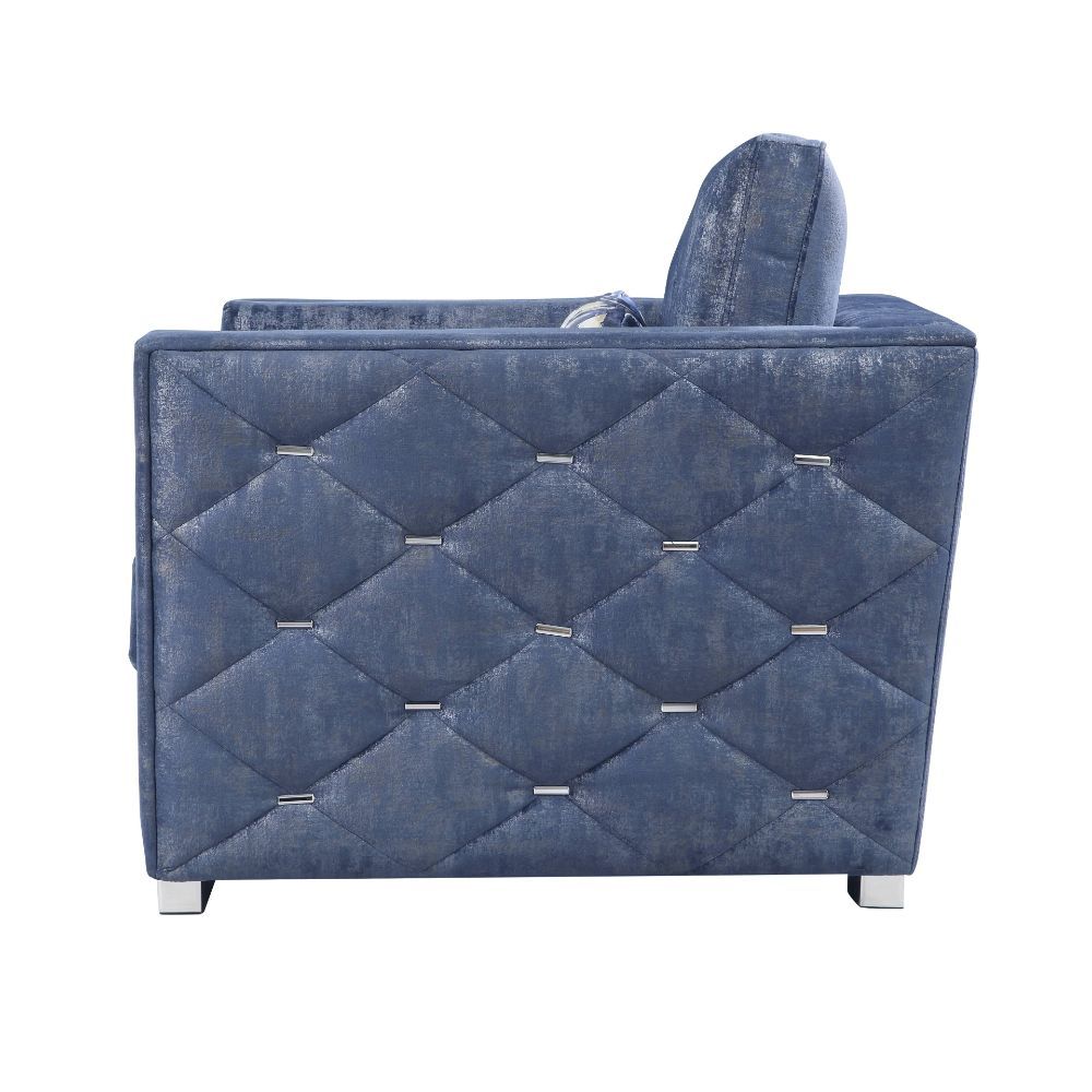 ACME Emilia - Chair - 2-Tone Blue Fabric | Meri Furniture