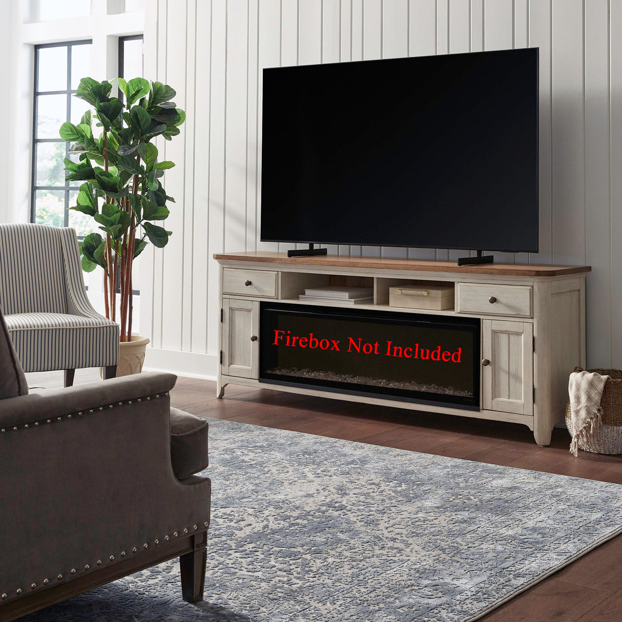 Liberty Furniture 79" Fireplace TV Console - Medium Brown | Meri Furniture