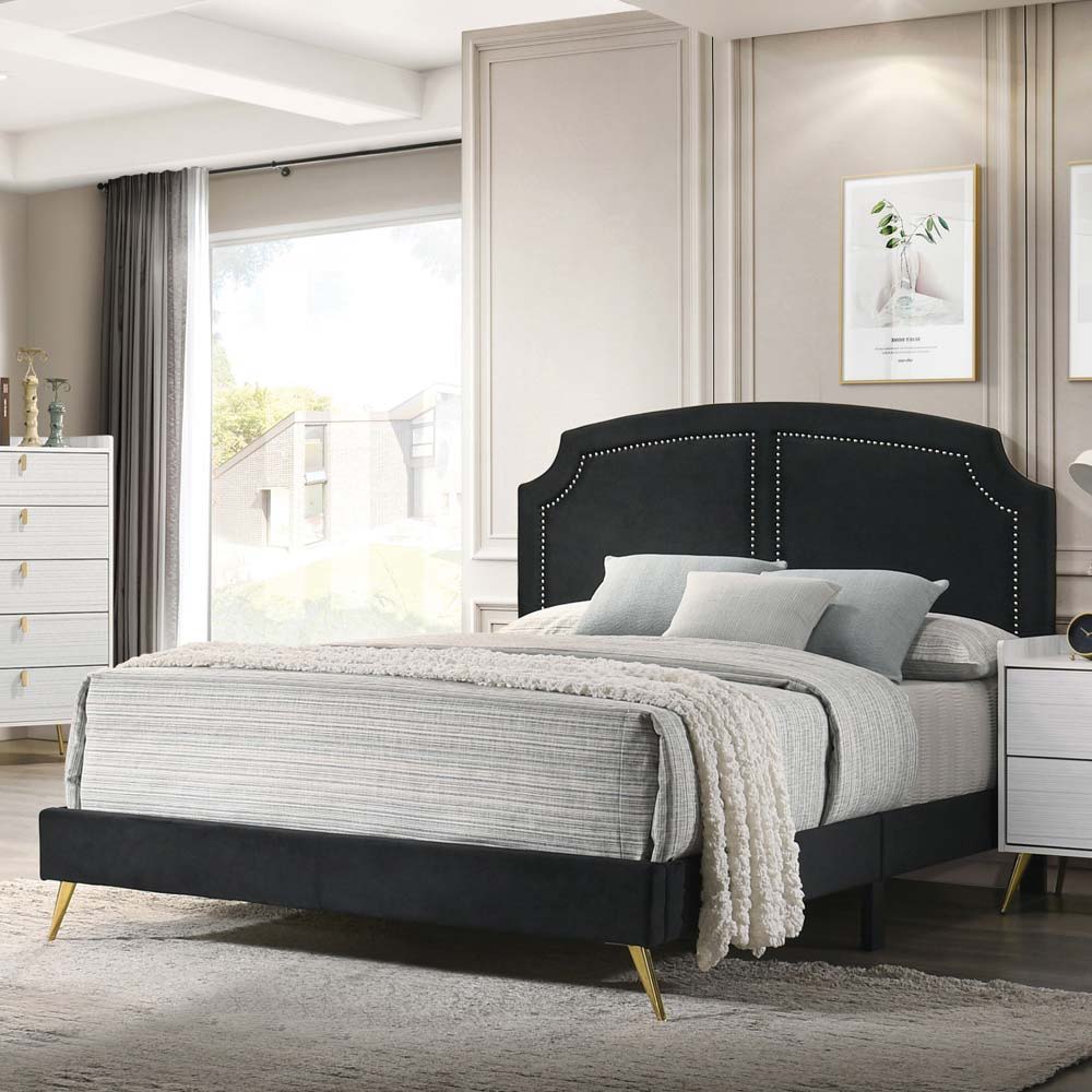 ACME Zeena - Full Bed - Black Velvet | Meri Furniture