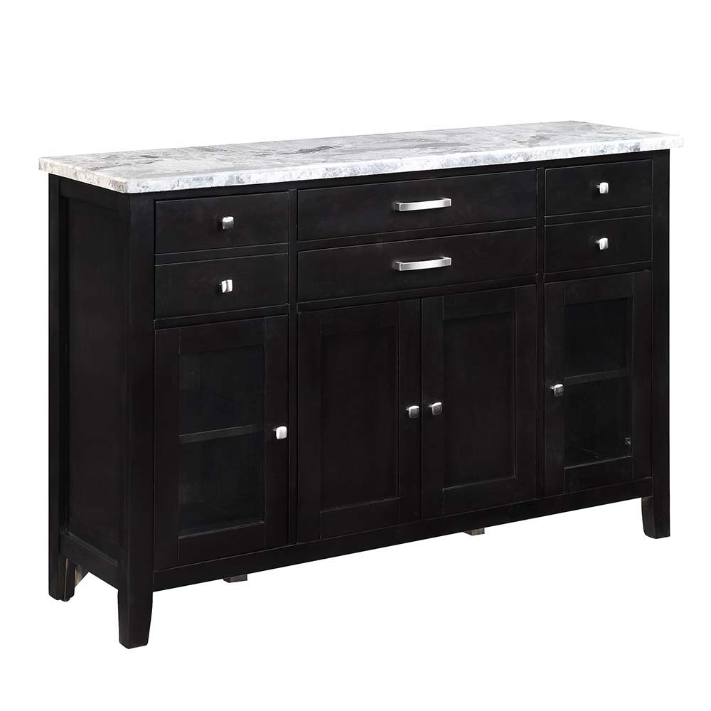 ACME Hussein - Server With Marble Top - Marble & Black Finish | Meri Furniture