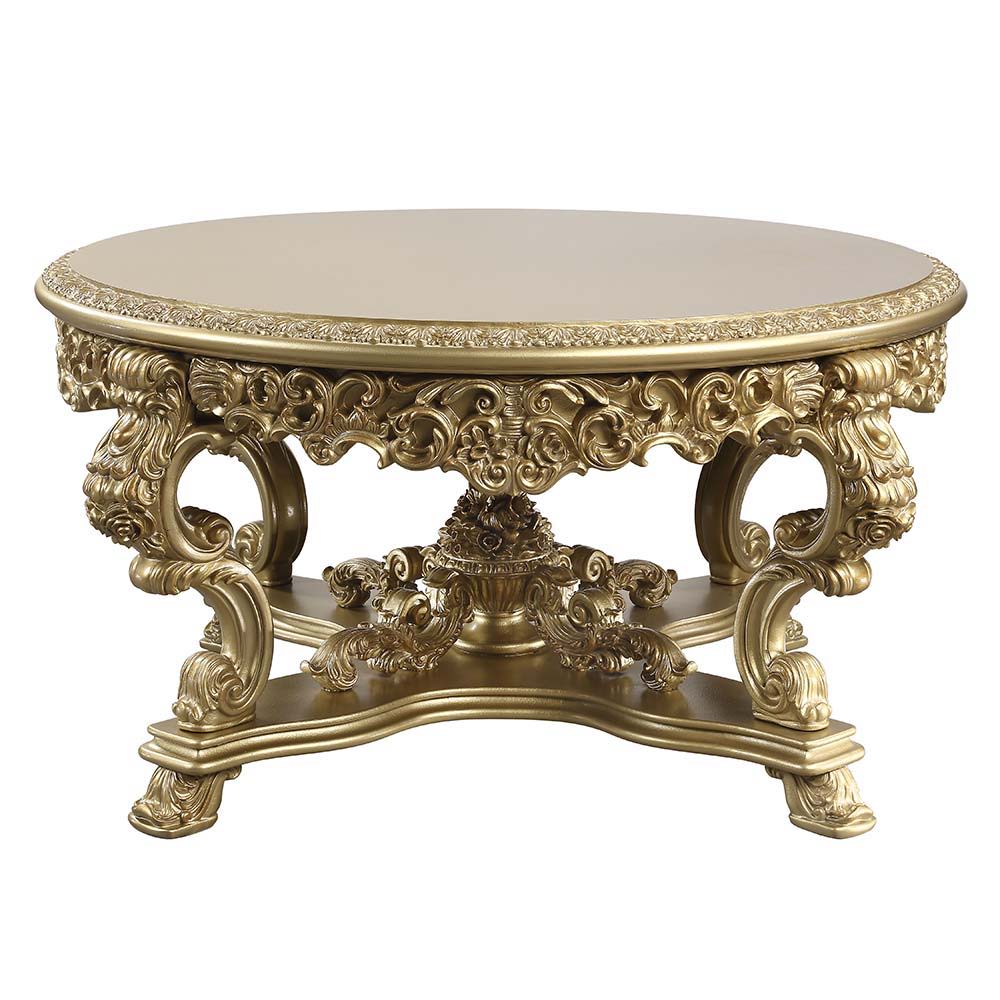 ACME Bernadette - Dining Table - Gold Finish - 32" | Meri Furniture