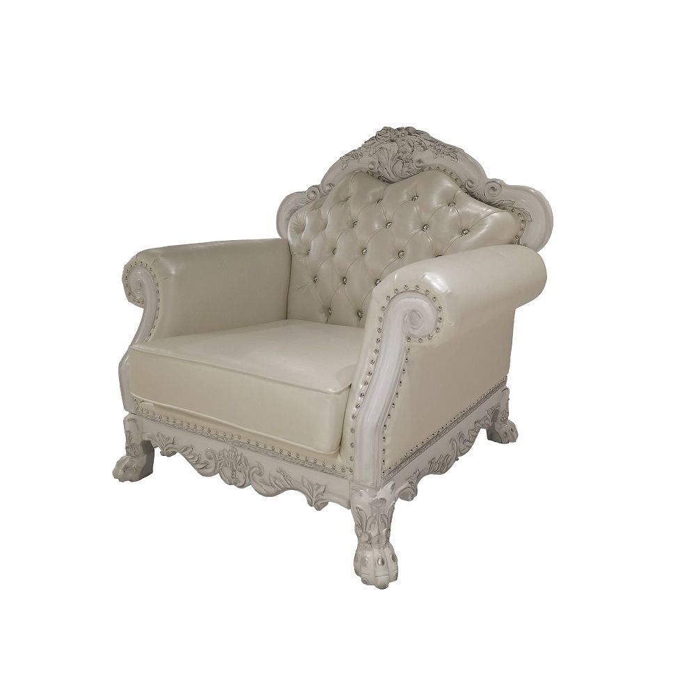 ACME Dresden Chair - PU & Bone White Finish | Meri Furniture