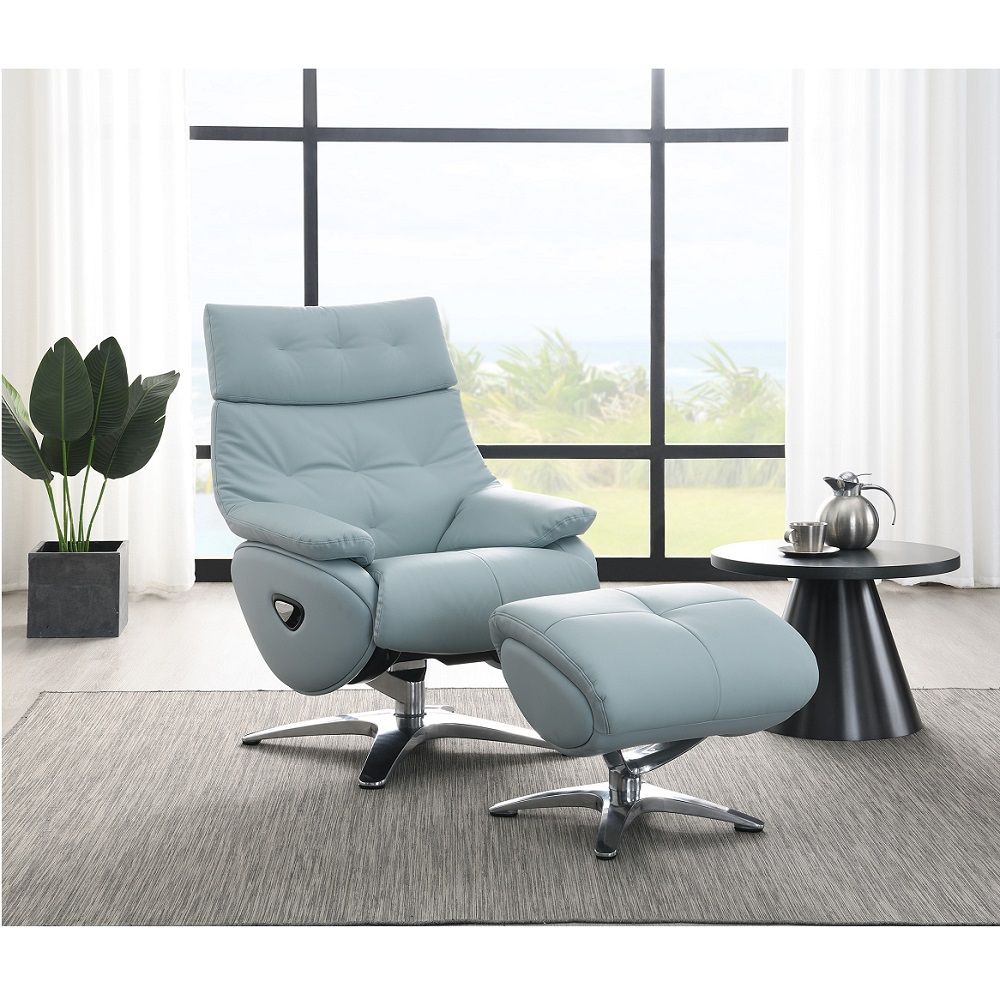 ACME Janella - Motion Accent Chair With Swivel & Ottoman - Babyblue | Meri Furniture