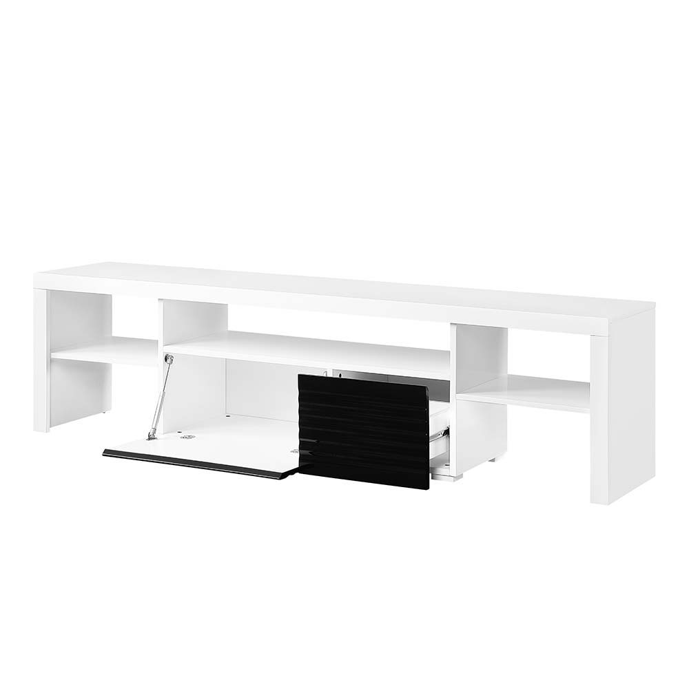 ACME Buck II - TV Stand - White & Black High Gloss Finish | Meri Furniture