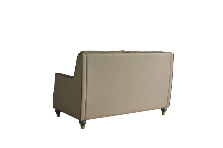 ACME House - Marchese Loveseat - Tan PU & Tobacco Finish | Meri Furniture