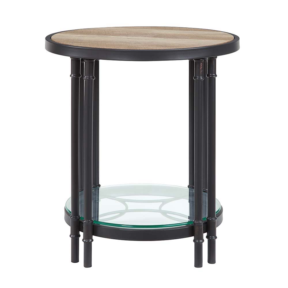 ACME Brantley - End Table - Oak & Sandy Black Finish - 24" | Meri Furniture