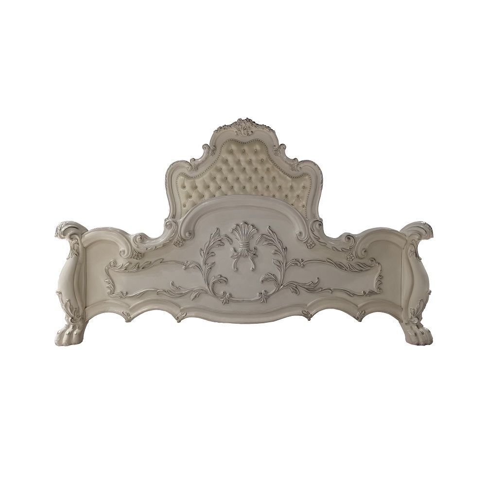ACME Dresden - Queen Upholstered Bed - Bone White Finish | Meri Furniture