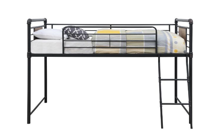ACME Cordelia - Twin Loft Bed - Antique Oak, Sandy Black & Dark Bronze Hand-Brushed Finish - 49" | Meri Furniture