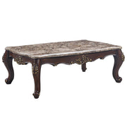 ACME Ragnar - Coffee Table - Marble Top & Cherry Finish | Meri Furniture
