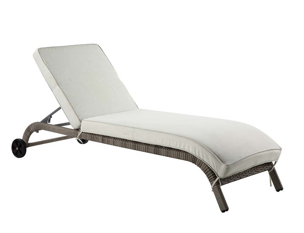 ACME Salena - Patio Lounge Chair - Beige Fabric & Gray Finish - 13" | Meri Furniture
