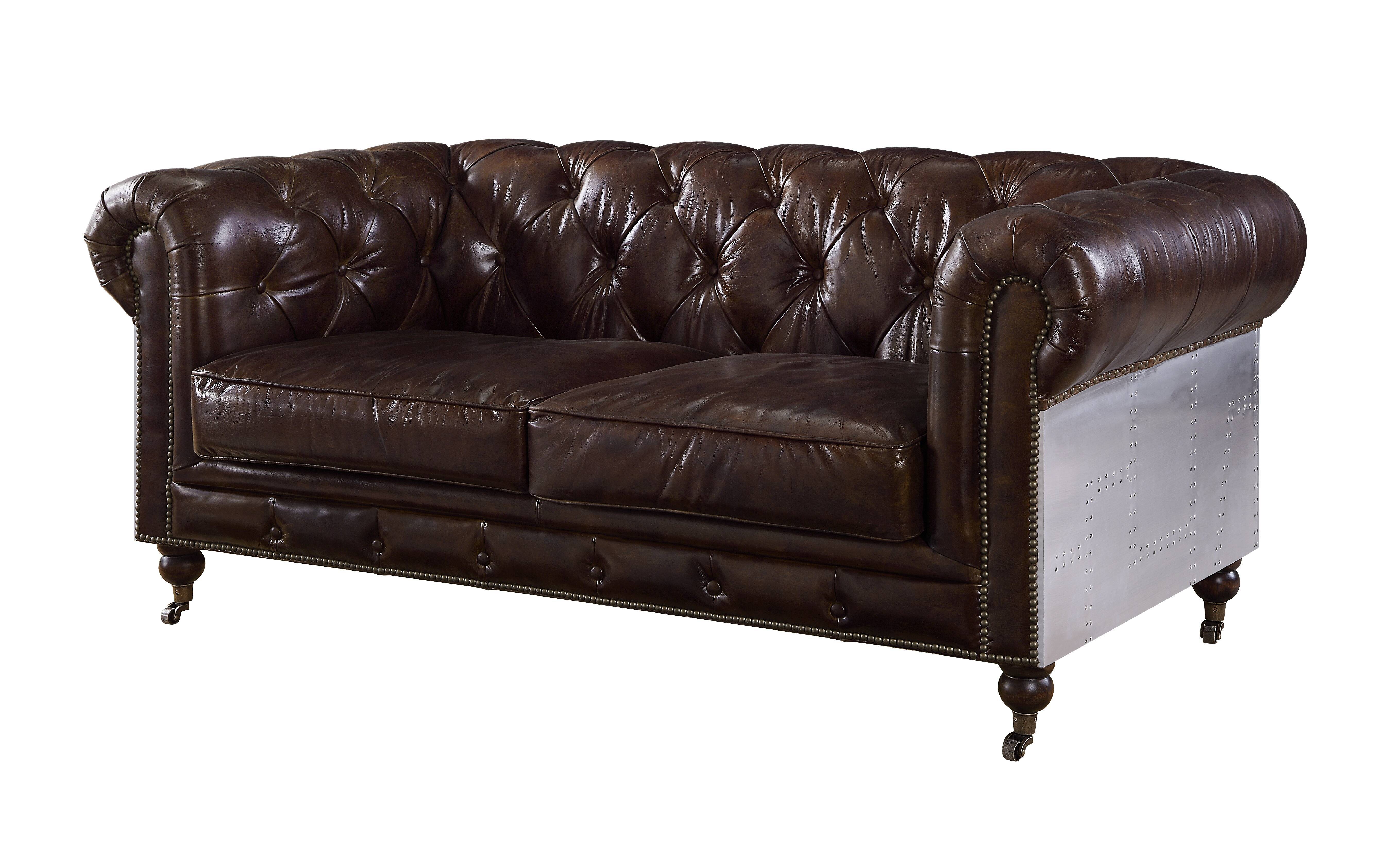 ACME Aberdeen - Loveseat - Vintage Brown Top Grain Leather | Meri Furniture
