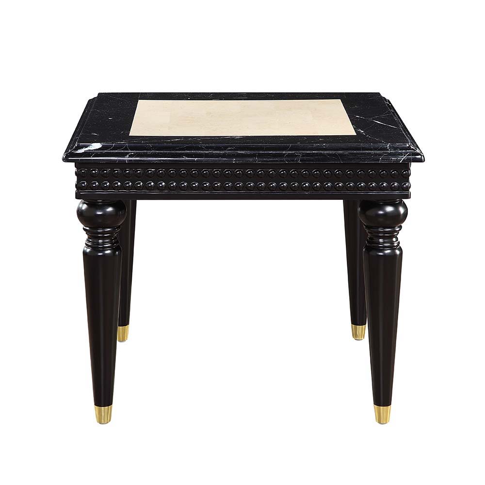 ACME Tayden - End Table - Marble Top & Black Finish | Meri Furniture