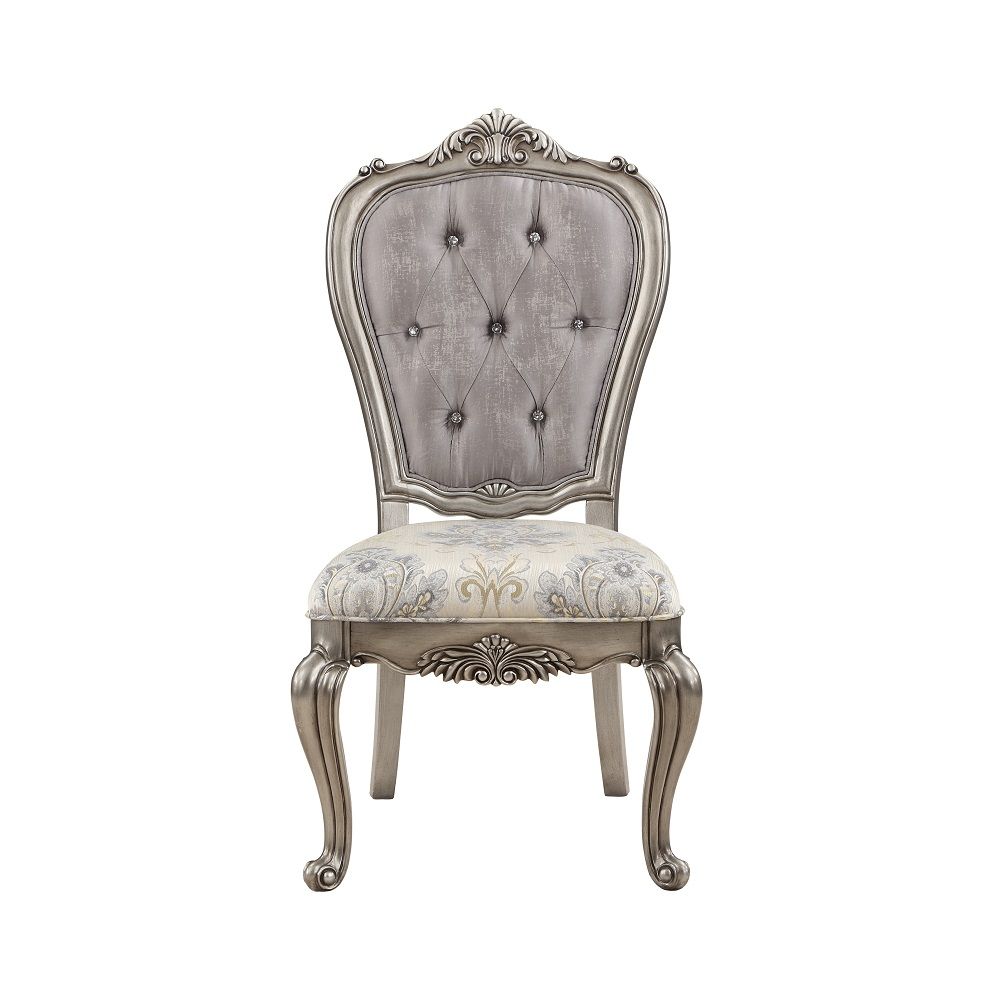 ACME Ariadne - Side Chair (Set of 2) - Velvet & Antique Platinum | Meri Furniture