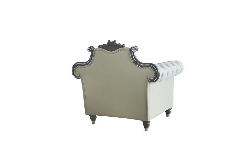 ACME House - Delphine - Chair - Two Tone Ivory Fabric, Beige PU & Charcoal Finish | Meri Furniture