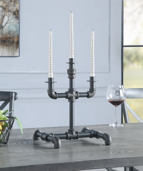 ACME Brantley - Accent Candleholder - Sandy Gray Finish | Meri Furniture