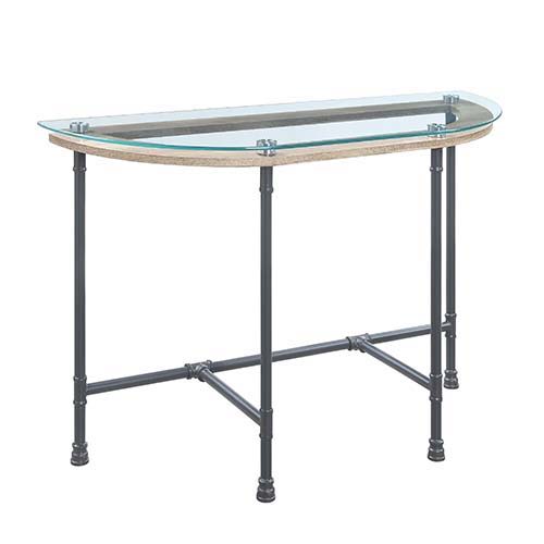 ACME Brantley - Side Table - Clear Glass & Sandy Gray Finish | Meri Furniture