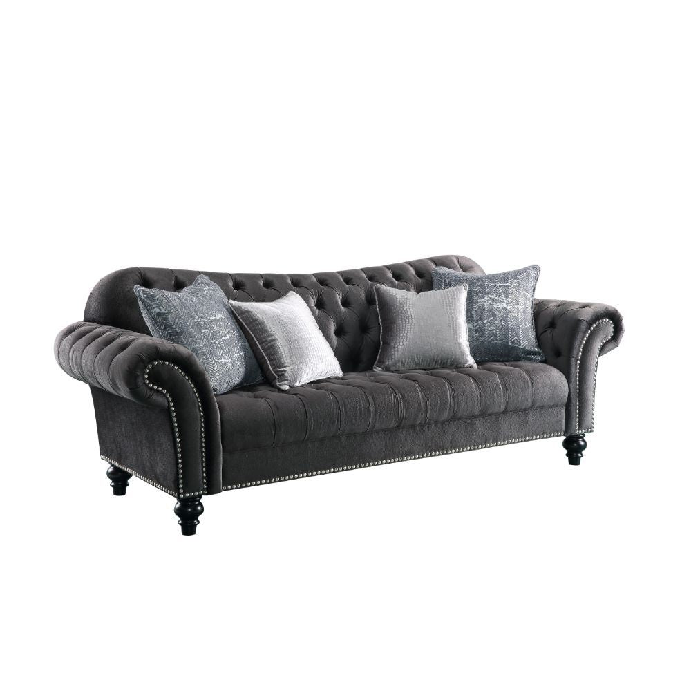 ACME Gaura - Sofa - Dark Gray Velvet | Meri Furniture