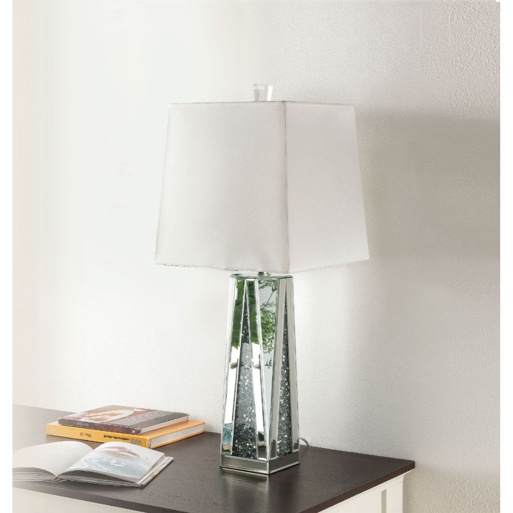 ACME Noralie - Table Lamp - Mirrored & Faux Diamonds - 35" | Meri Furniture