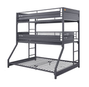 ACME Cargo - Twin Over Twin Over Full Triple Bunk Bed - Gunmetal Finish | Meri Furniture