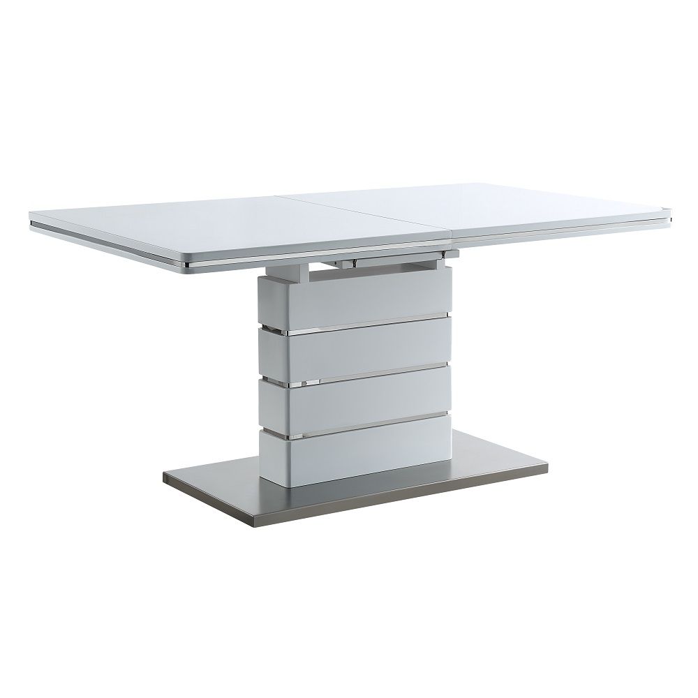 ACME Kameryn - Dining Table With Leaf - White High | Meri Furniture