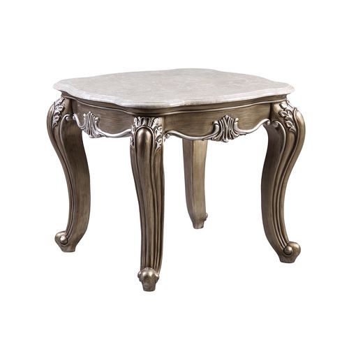 ACME C, Shaped Metal Frame w/Brass Finish, Oval Table Top, Dual Support Legs | Meri Furniture