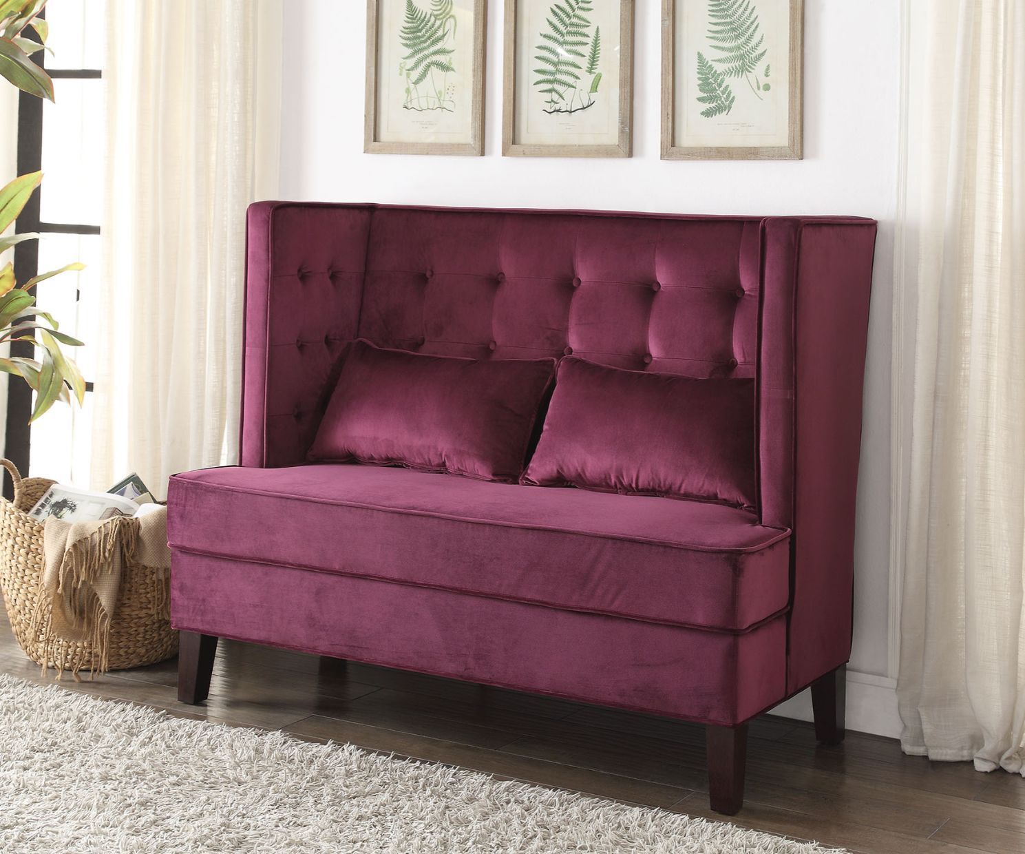 ACME Olesia Settee - Magenta - Fabric | Meri Furniture