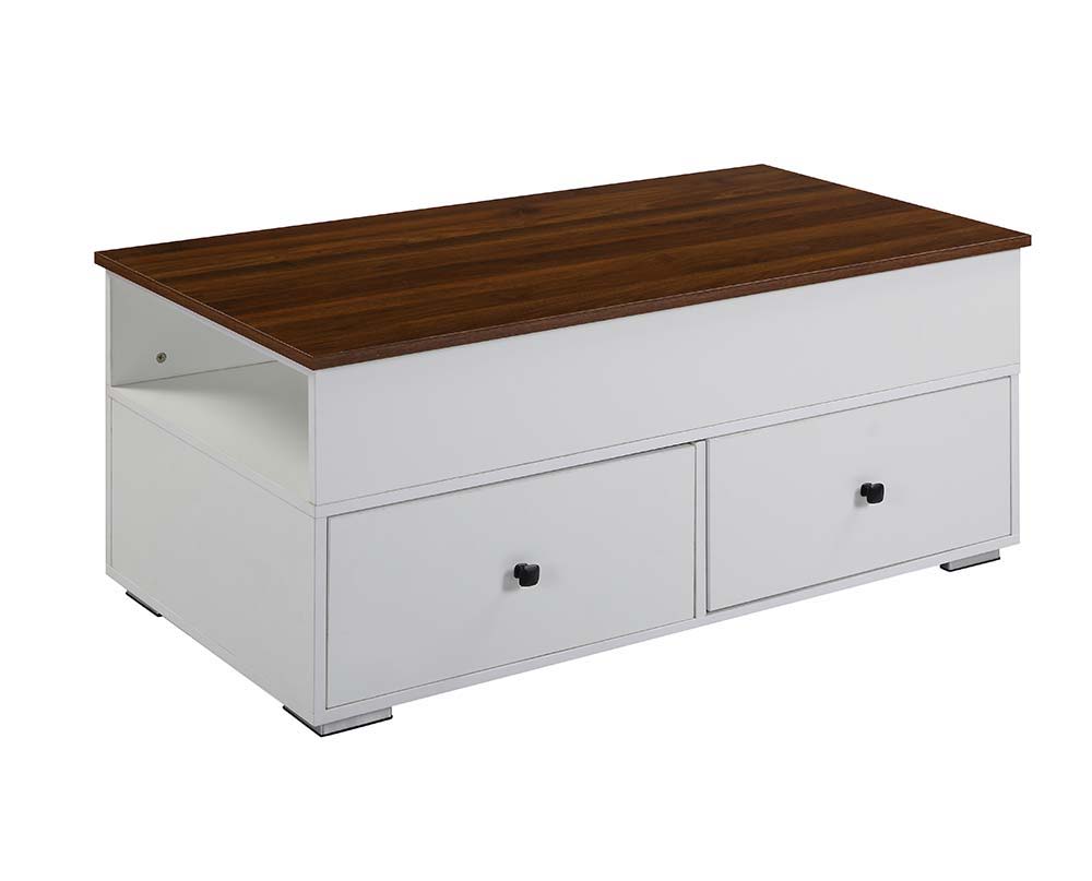 ACME Readen - Coffee Table - White & Walnut Finish | Meri Furniture